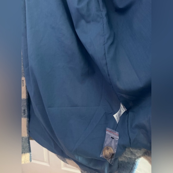 Lulus Snow Day Darling Blue And Cream Plaid Coat - Size XL - Picture 15 of 16